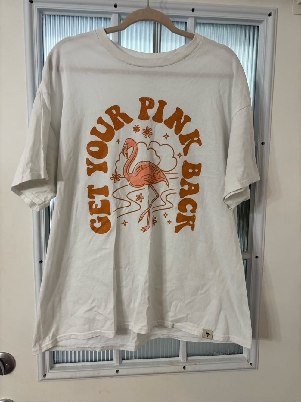 Get Your Pink Back® Flamingo Graphic Tee | Lindsey Gurk | Oversized | White